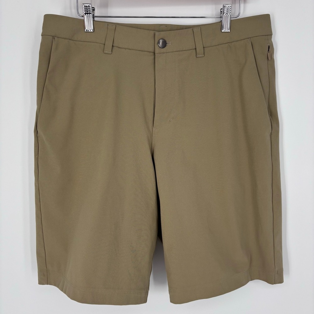 Lululemon Commission Golf Short 9" Mens 33 Khaki Tan Performance Chino Relaxed
